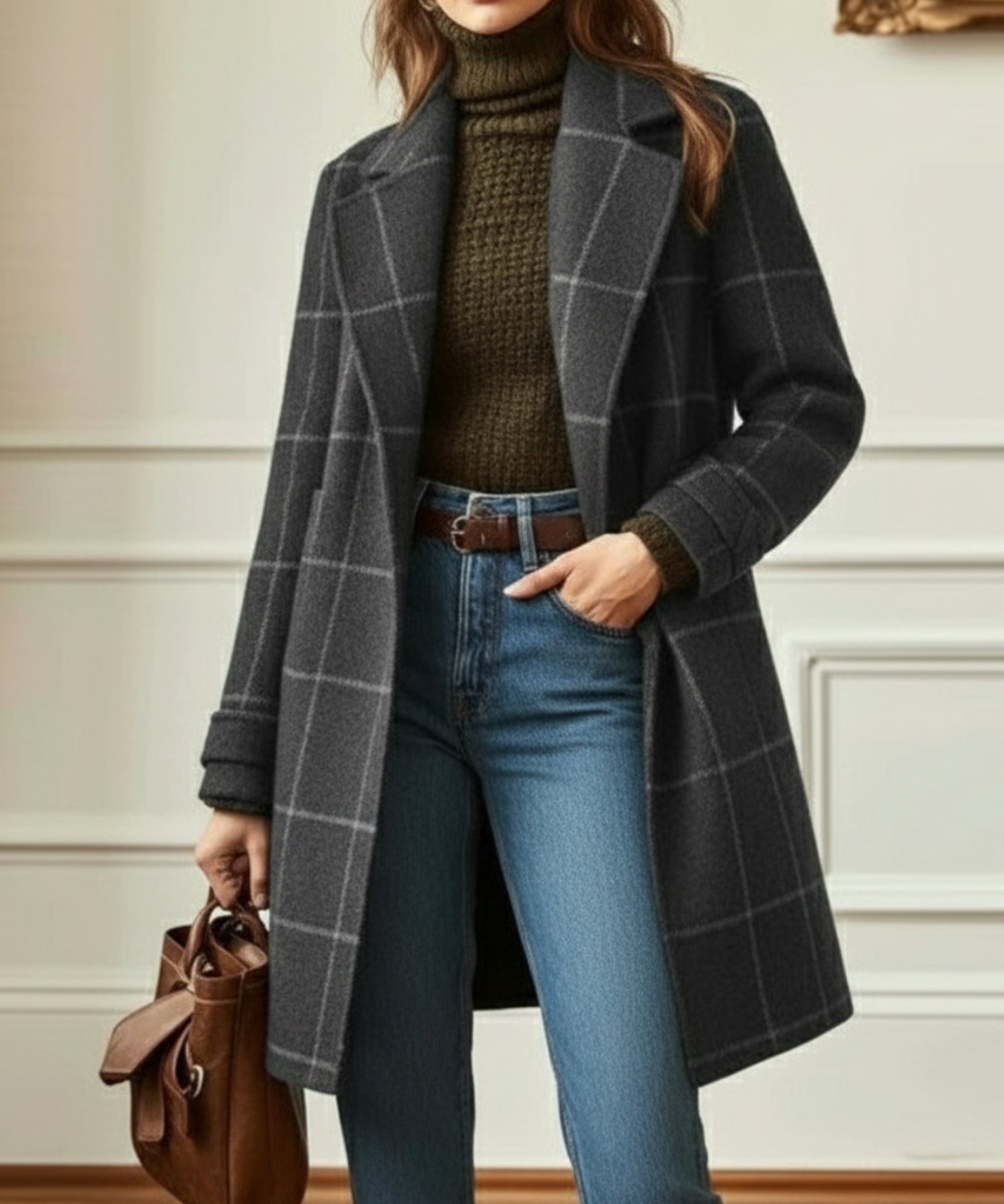 Women's Ullcheck Coat in Gray