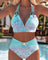 Women's Bikini Two Piece Sexy Printed Bra in Blue