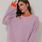 Women's Oversized Striped Sweater in Orange & Blue