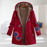 Women's Red Patterned Fleece Coat, photo 2