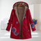 Women's Red Patterned Fleece Coat, photo 2