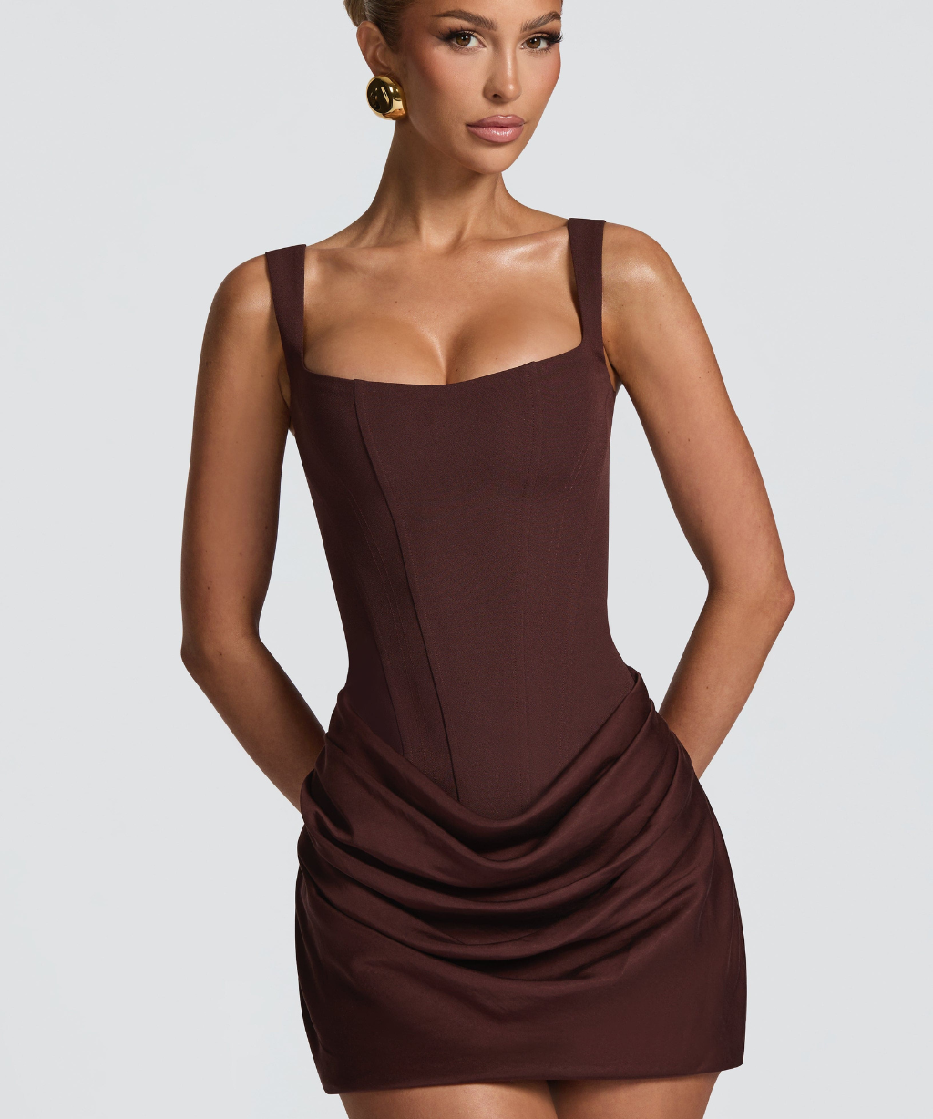 Women's Hourglass Mini Dress in Mocha