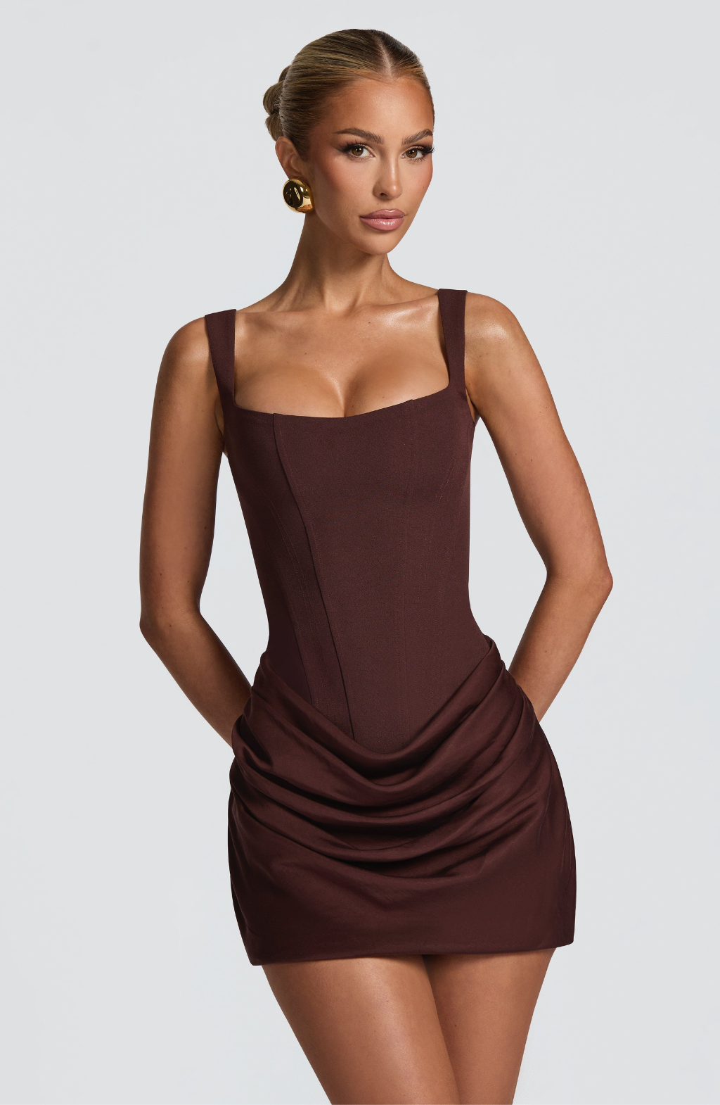 Women's Hourglass Mini Dress in Mocha