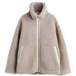 Women's Soft Zip-Front Teddy Jacket in Light Brown