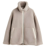Women's Soft Zip-Front Teddy Jacket in Light Brown