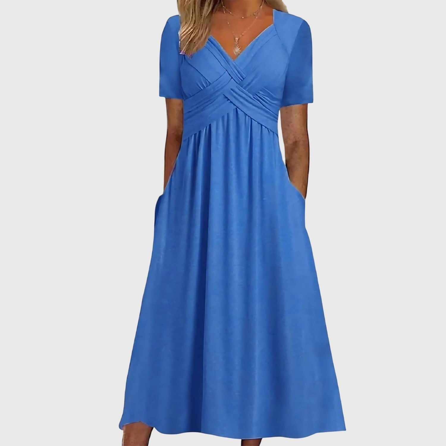 Women's Midi Dress with Tummy Control in Blue