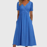 Women's Midi Dress with Tummy Control in Blue