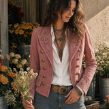 Vintage Double-Breasted Suede Embroidery Jacket