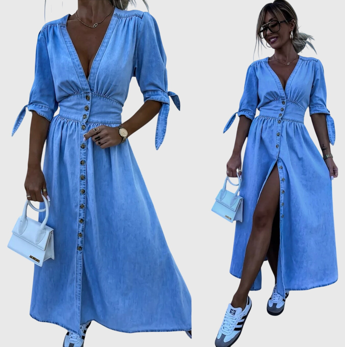 Sophia Elegant Denim Dress in Blue
