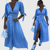 Sophia Elegant Denim Dress in Blue