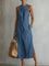 Women's Vintage Lace Denim Dress in Blue