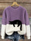 Women's Soft Cat Graphic Sweater in Purple