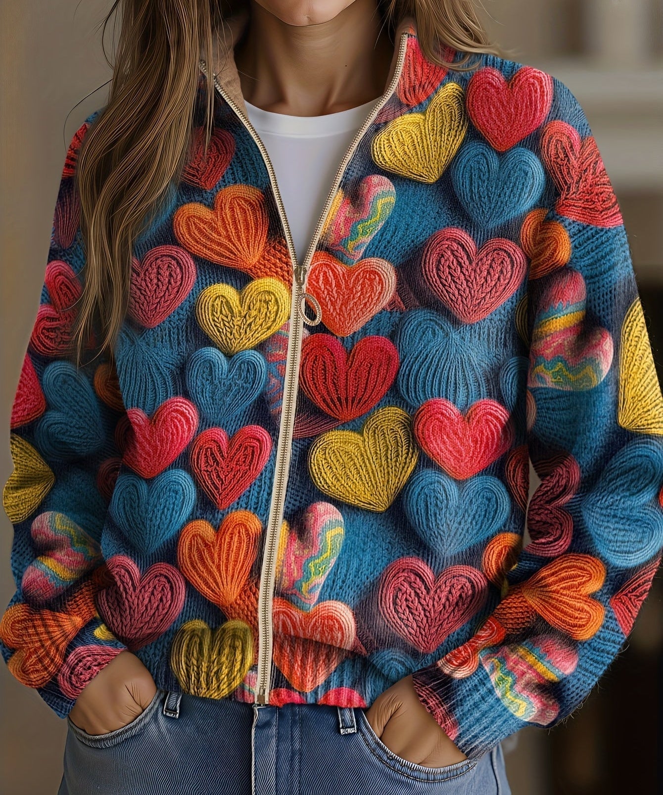 Women's Heart Zip Cardigan
