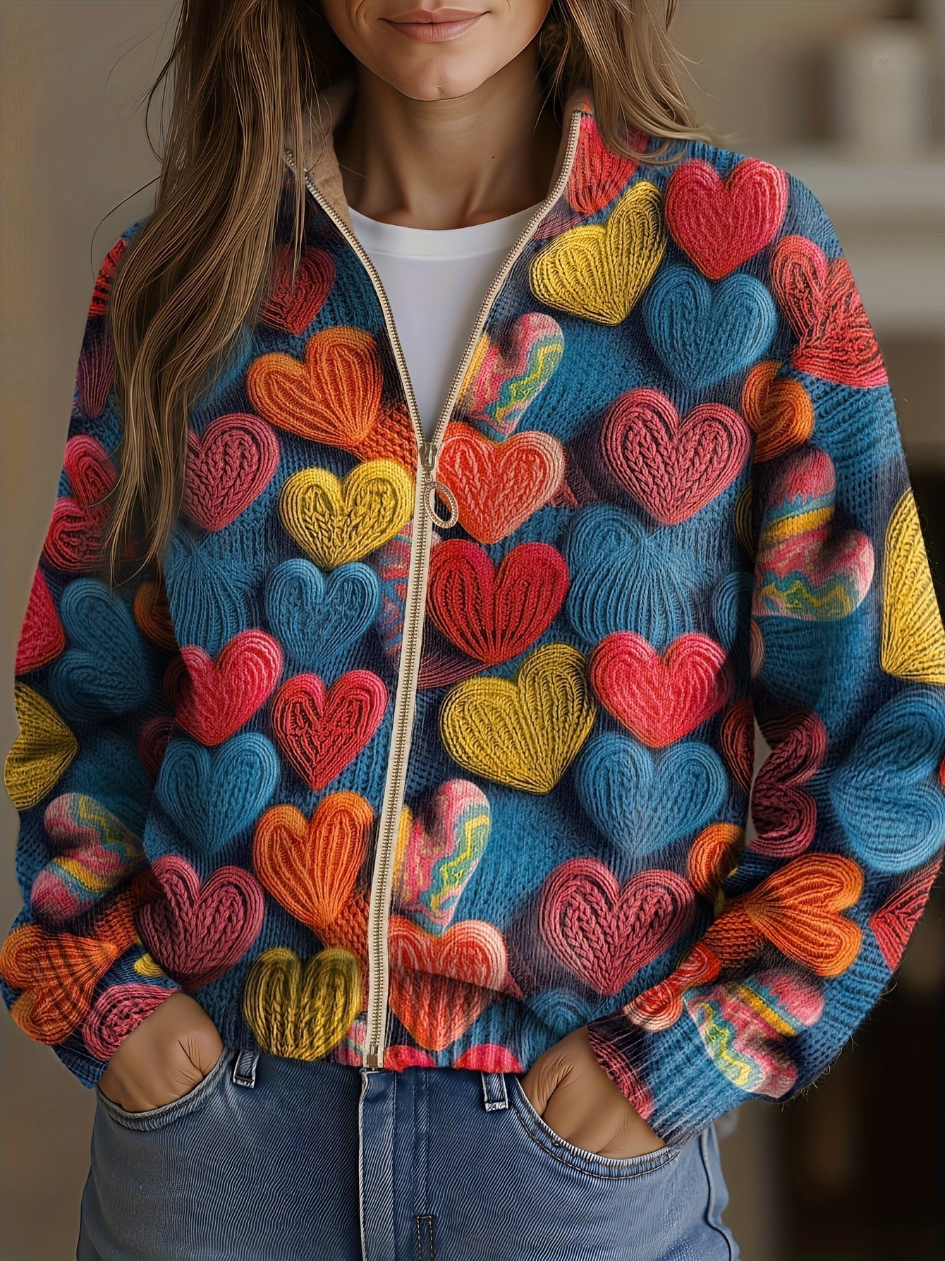 Women's Heart Zip Cardigan