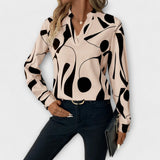 Women's Elegant Printed Blouse in Beige