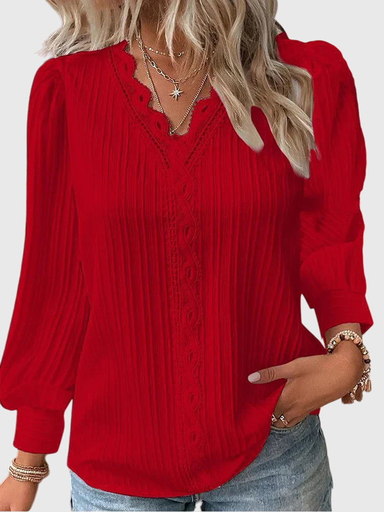 Women's Elegant Pullover Blouse in Red