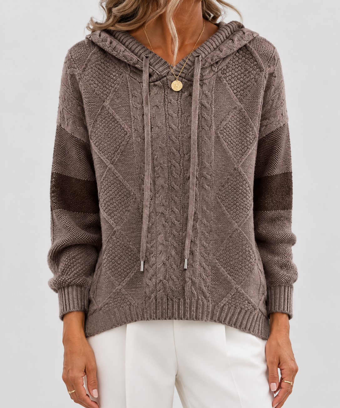 Women's Cable-Knit Hooded Sweater