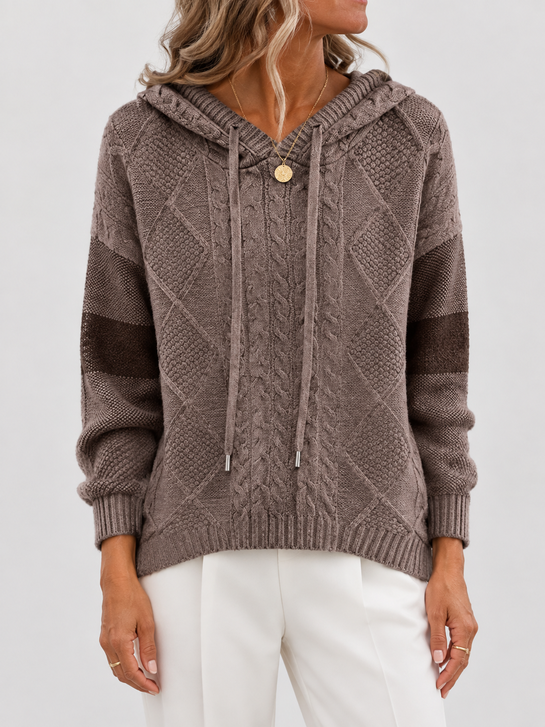 Women's Cable-Knit Hooded Sweater