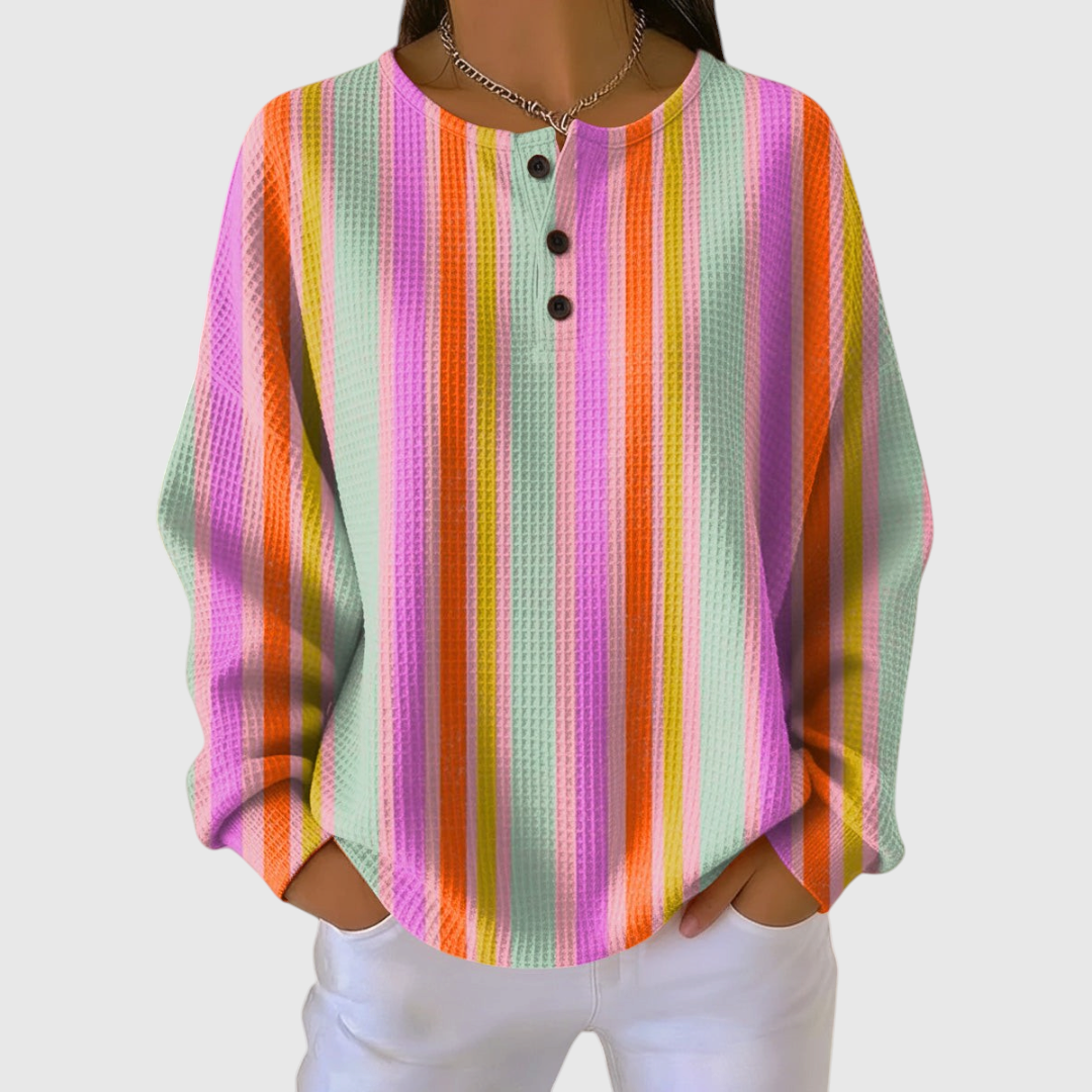 Women's Striped Colorful Sweater in Rainbow