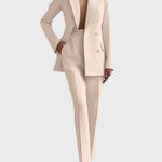 Women's Blazer and Pants Set in Beige