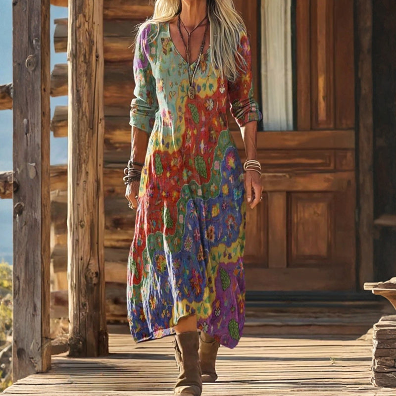 Women's Dress – Soft Relaxed Elegant Design in Multicolored