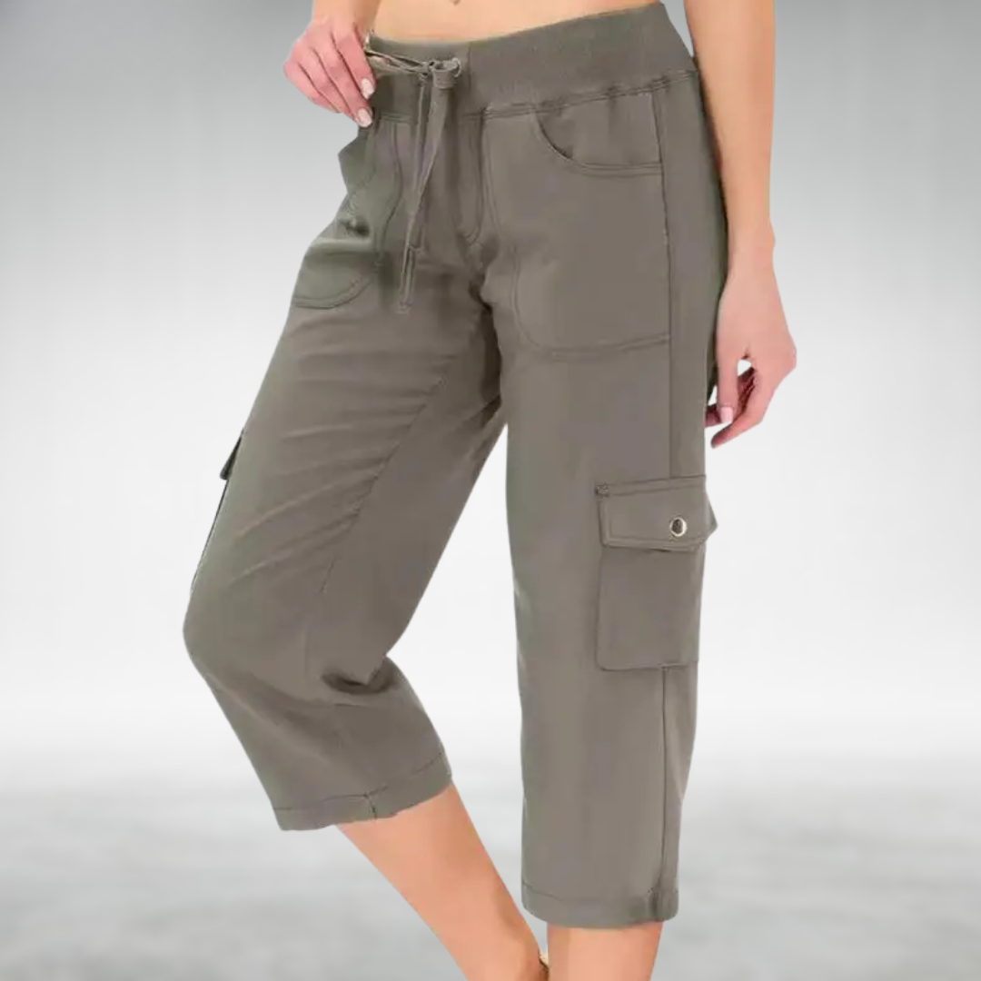 Cargo Capri Pants with a Relaxed Fit in Gray