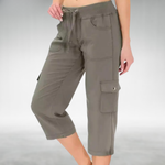Cargo Capri Pants with a Relaxed Fit in Gray