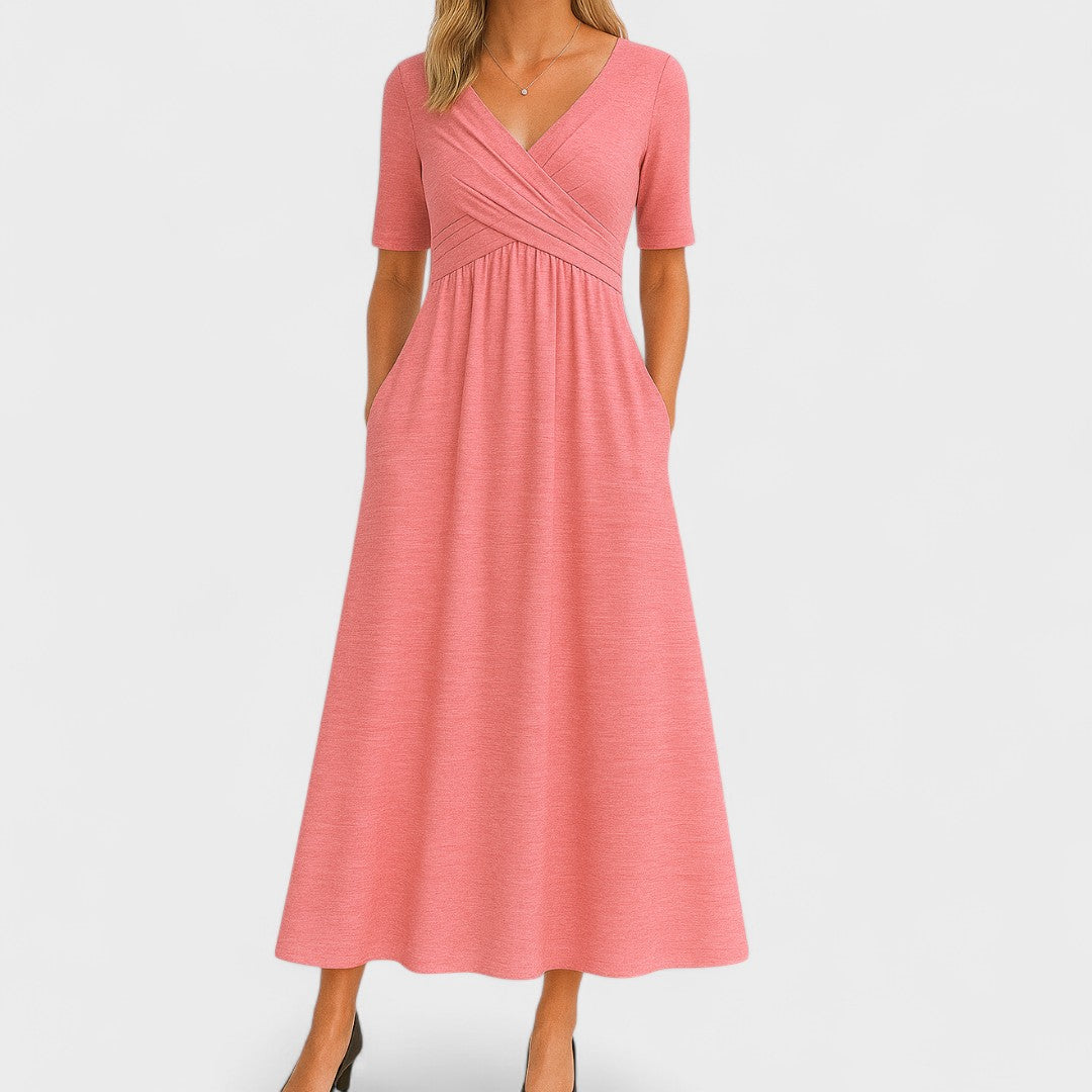 Phoebe Elegant Midi Dress in Pink