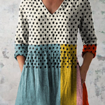 Valerie Long Blouse with V-Neck in Multicolor