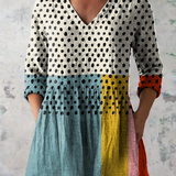 Valerie Long Blouse with V-Neck in Multicolor