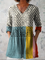 Valerie Long Blouse with V-Neck in Multicolor