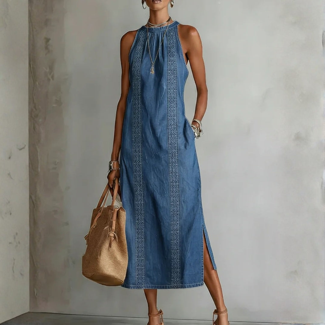 Women's Vintage Lace Denim Dress