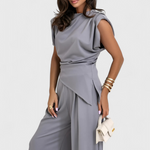 Asymmetrical Set with Draped Shoulders and Flared Pants, photo 11