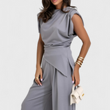Asymmetrical Set with Draped Shoulders and Flared Pants, photo 11