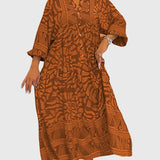 Women's Maxi Dress With Elegant Print in Orange