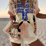 Women's Abstract Leaf Two-Piece Summer Set