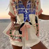 Women's Abstract Leaf Two-Piece Summer Set