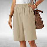 Women's Shorts with an Elasticated Waist in Khaki
