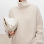 Anneliese Cable-Knit Turtleneck Sweater in White