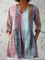 Anais Long Blouse with V-Neck in Multicolor