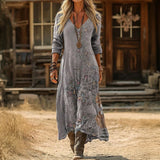 Women's Dress – Soft Draping Casual Elegance in Gray