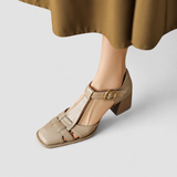 Women's Comfort Sandals with T-Strap in Beige