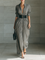 Women's Pleated Long Dress in Gray