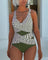 Women's Swimsuit – Geometric Wrap One Piece in Green