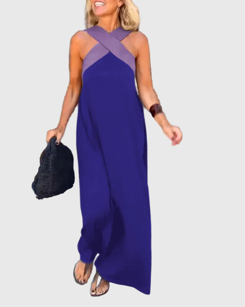 Women's Graceful Flowing Maxi Dress in Blue