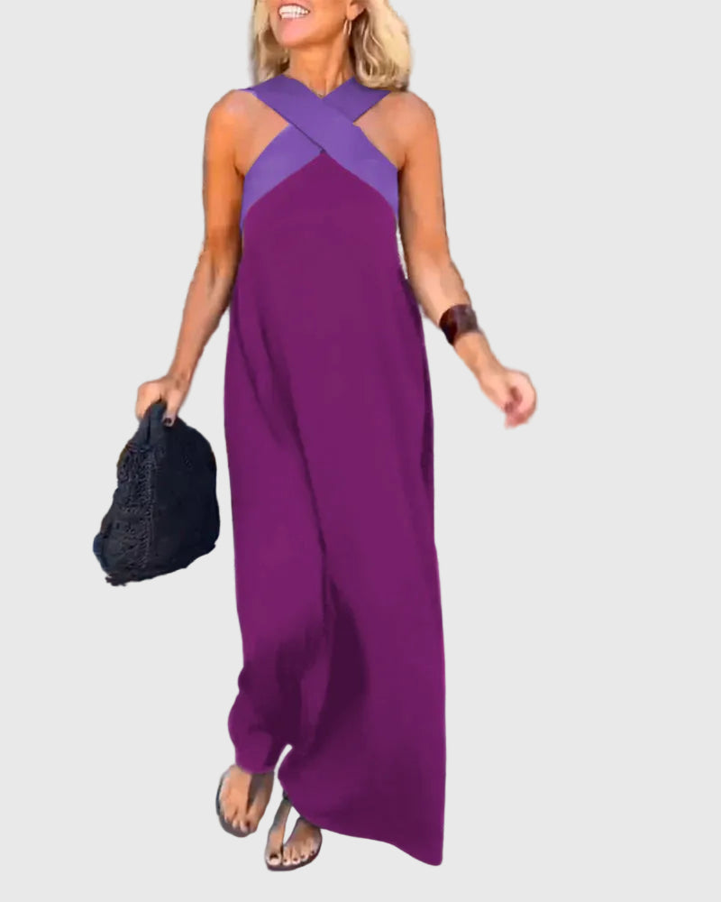 Women's Graceful Flowing Maxi Dress in Purple