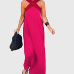 Women's Graceful Flowing Maxi Dress in Rose Red