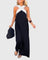 Women's Graceful Flowing Maxi Dress in Black-white