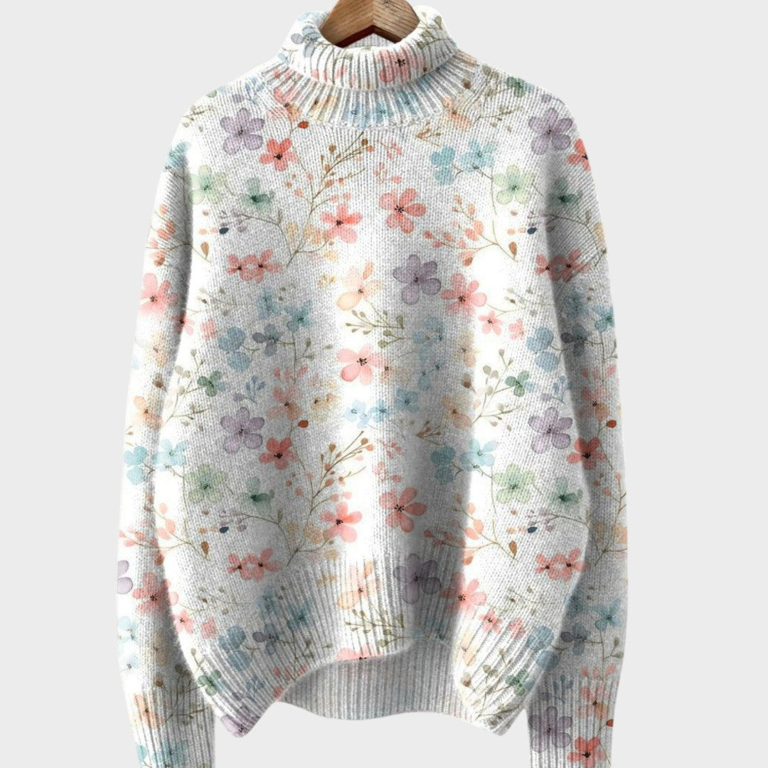 Frances Artistic Print Turtleneck Sweater