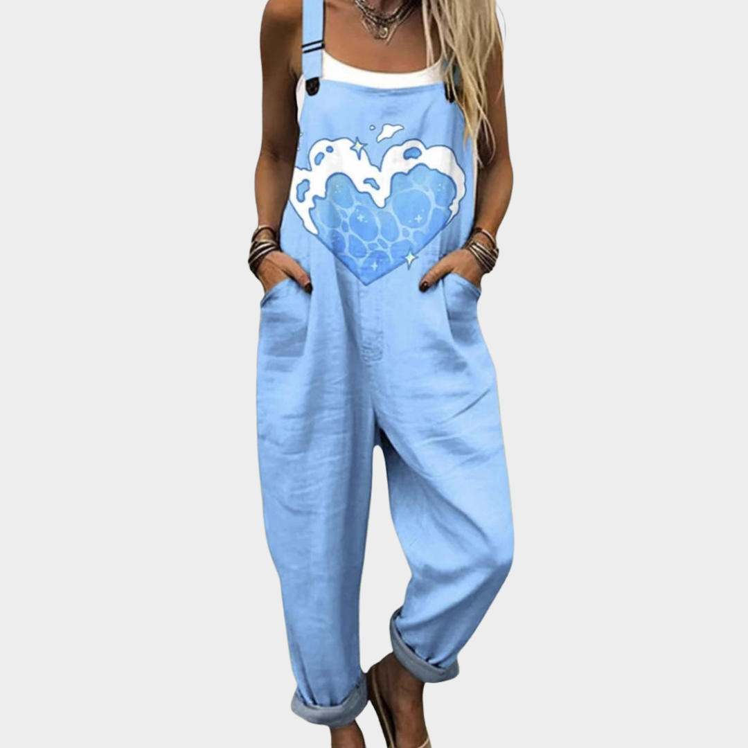 Victoria Comfortable printed jumpsuit in Blue